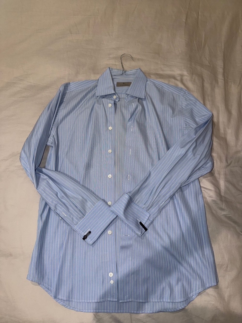 Canali Light Blue Pinstripe Dress Shirt